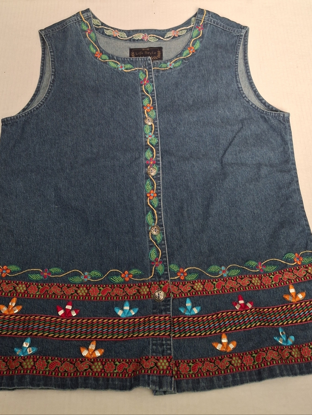 Life Style DK Blue Denim Vest Vintage